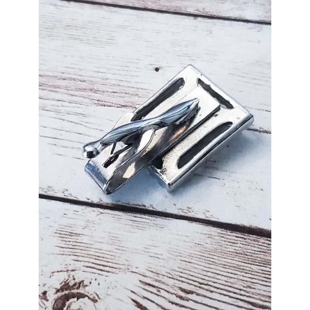 Vintage Tie Clip - Silver Tone with Pink Stone